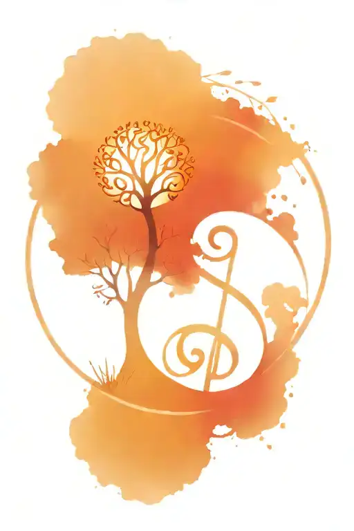 A Circle With The Tree Of Life Integrated With A Treble Clef Inside