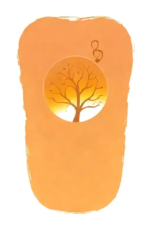 A Simple Circle With A Simple Tree Of Life Integrated With A Simple Treble Clef Inside The Circle