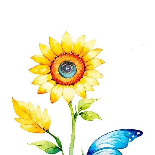 Mix Between A Fairy And A Suflower Where The Center Of The Sunflower Is The Face Of The Fairy