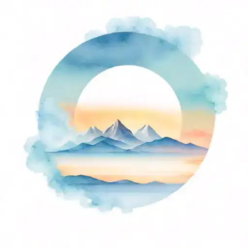 The Sunset Tattoo Of A Sunset And A Mountains In The Distance