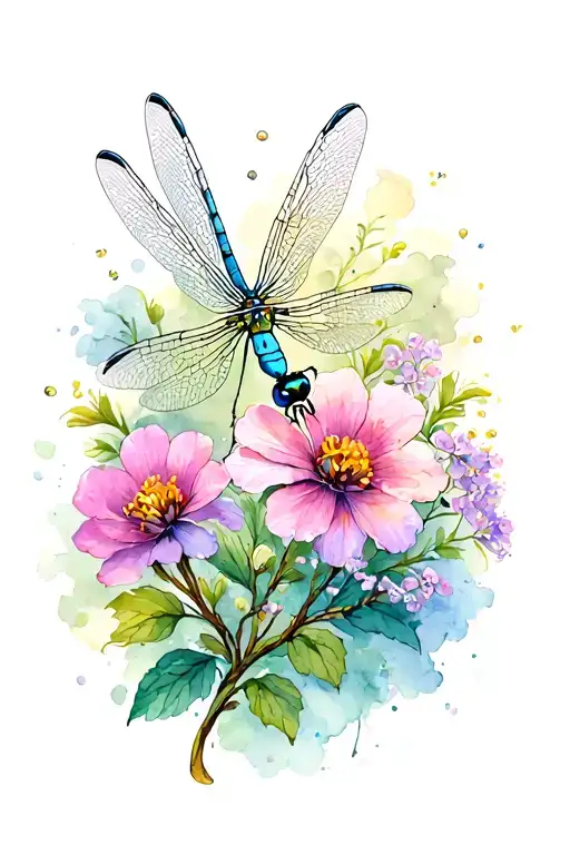 Dragonfly With Baby Breath Flowers