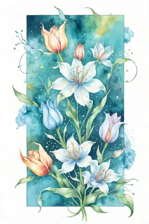 Constellation Of Gemini With Tulips And Moonstones
