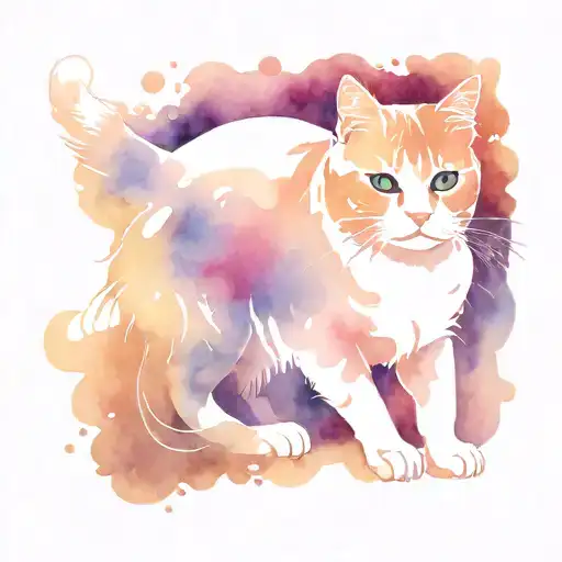 Cat With Colorful Background