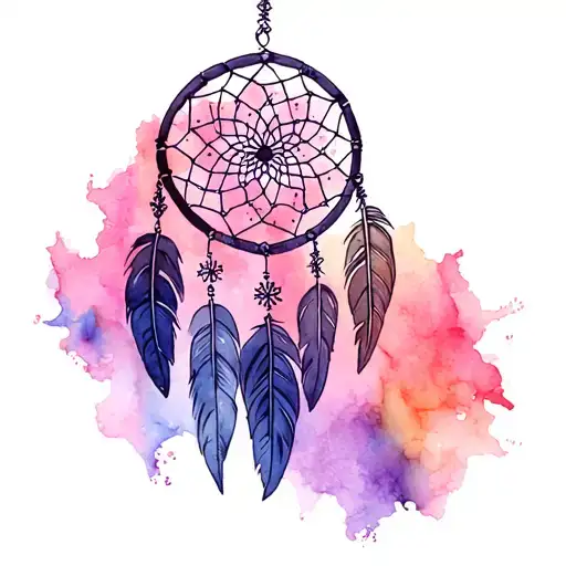 Dreamcatcher With 8 Feathers And Snowflakes