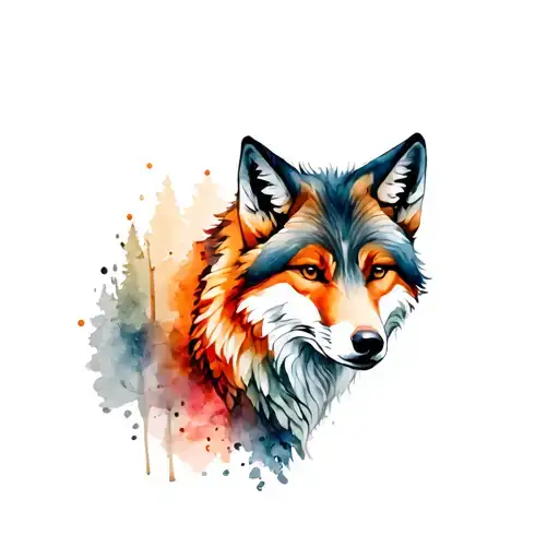 A Mix Of Fox And Wolf With Forest Shadows