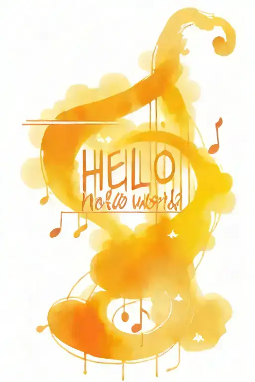 Hello World Message Written Inside Surrounded My Music Notes