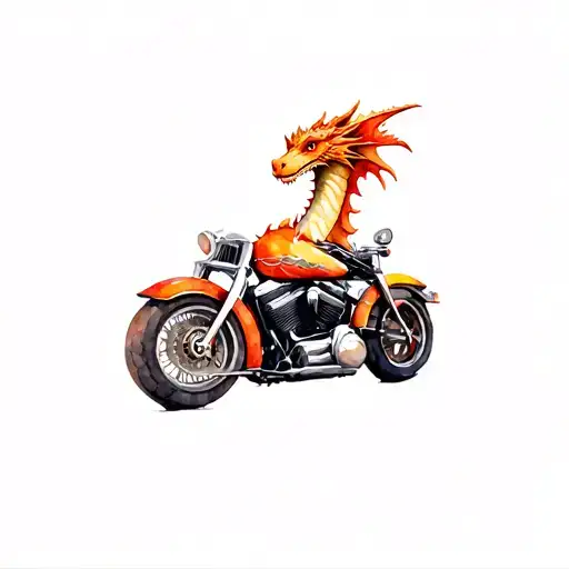 A Disney Style Dragon On A Harley Davidson Motorcycle