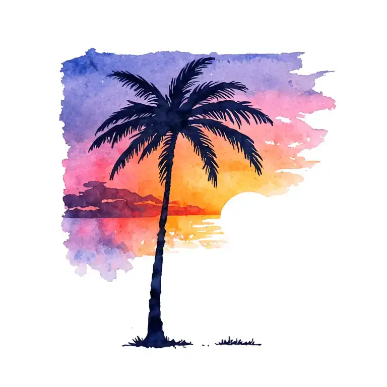 Palm Tree Sunset Silhouette