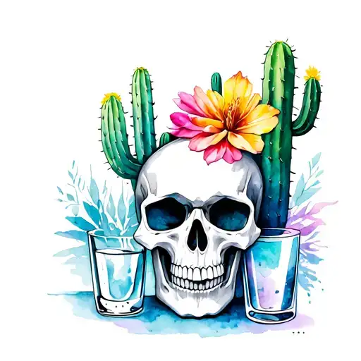 Cactus Skull And Tequila Shot
