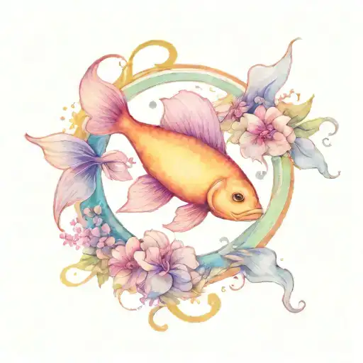 Pisces Zodiac Sign Cover Up Tattoo Design