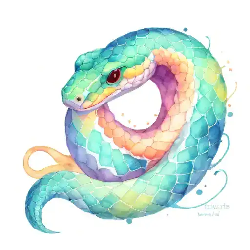 Blue And Purple Snake Watercolour
