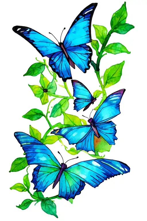 Origami Butterflies On A Green Vine