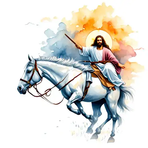 Jesus Going In On A Donkey Coming Out On A White Horse