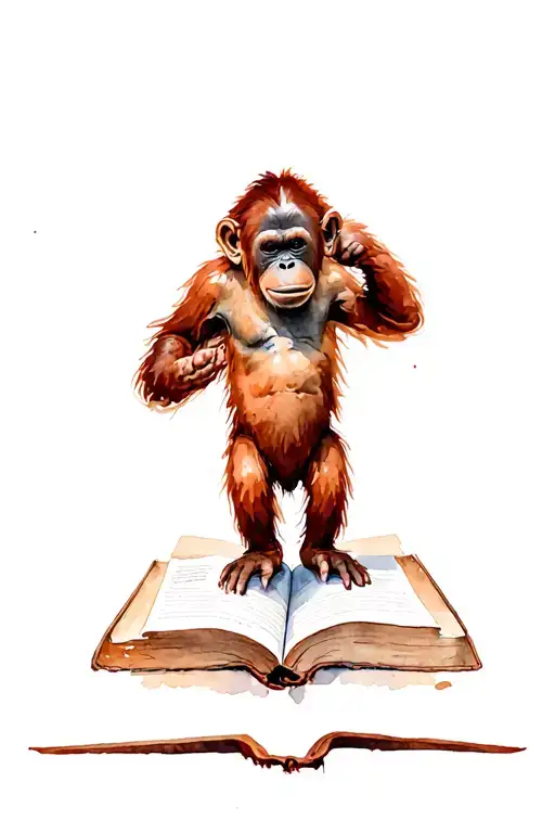 Orangutan Standing On A Book