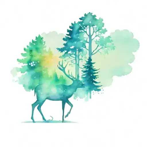 Forest And Deer And Caravan