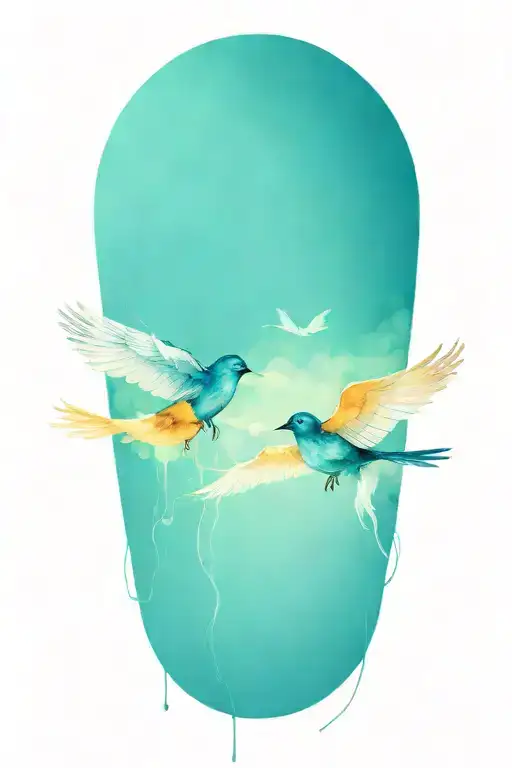 An Abstract Representation Of Death By Alcoholism Intertwined With Birds