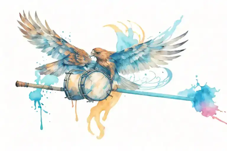 Hawk And Drum Sticks Crossed