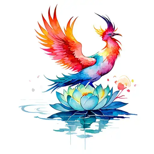 Phoenix Rising From Lotus