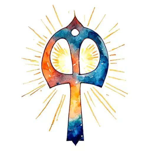 Ankh And Sun Rays Coming Up The Wrist