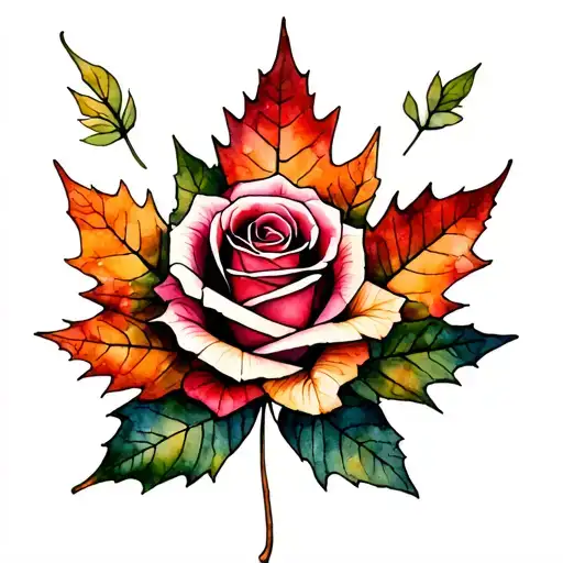 Maple Leaf Intertwined With Rose Intertwined