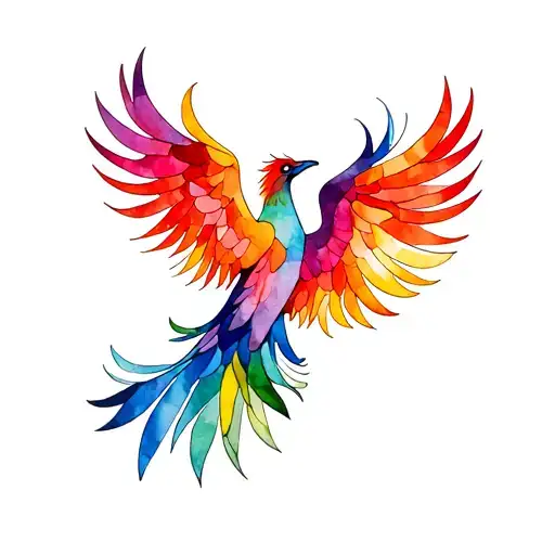 Rainbow Phoenix Stained Glass