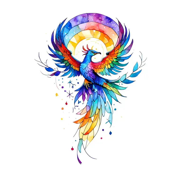 Rainbow Phoenix Stained Glass