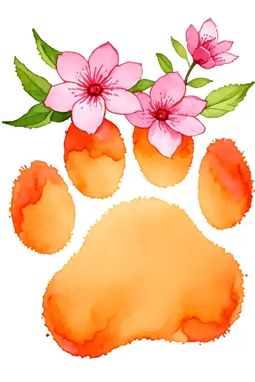 Dog Paw With Sakura Flowers
