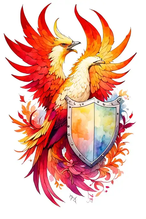 Pheonix And Shield Adorned