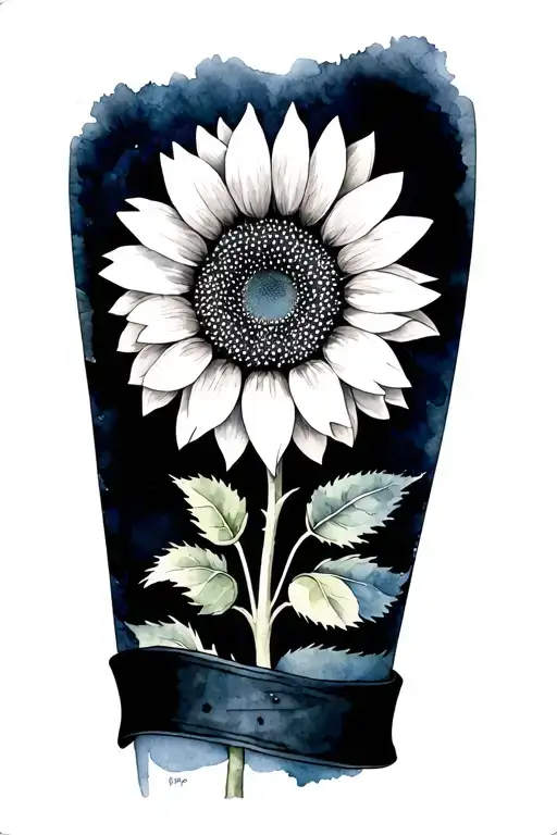 Sunflower With A Black Band Around The Arm