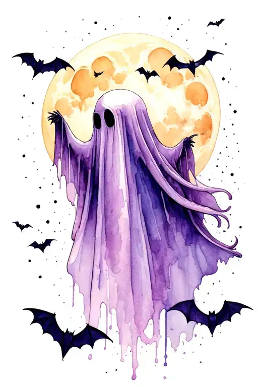 Ghost With Bats And Moon