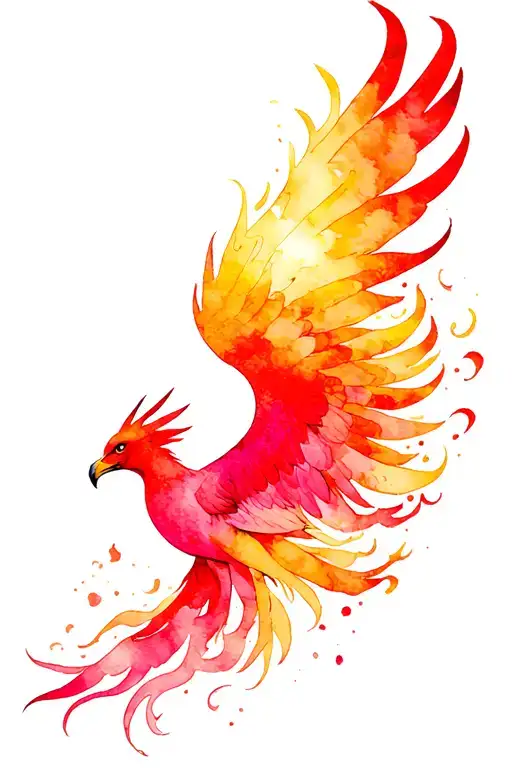 Flaming Phoenix Rising From Ashes