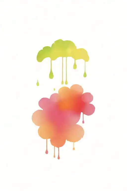 2 Flowers Rainbow Cloud Sun Rain Drops Falling