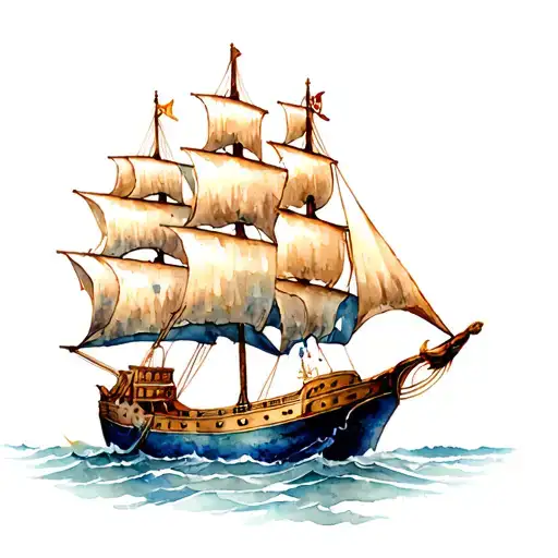 Old Ship With Prominent Mermaid Figurehead