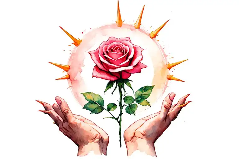 Rose With Spikes Of A Circle Of Hands