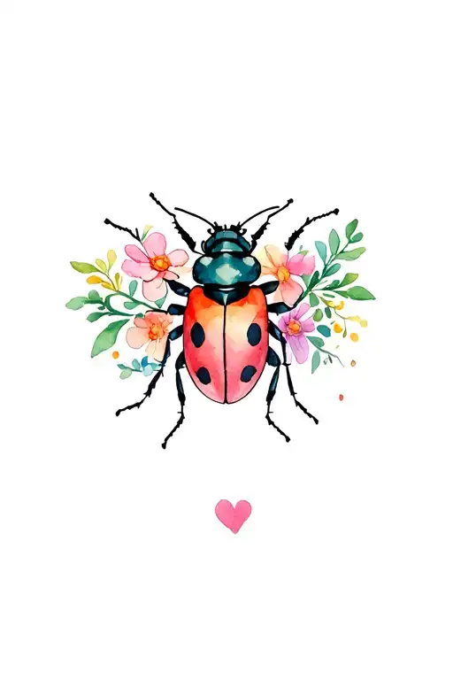 Love Bug Surrounded By Delicate Flowers