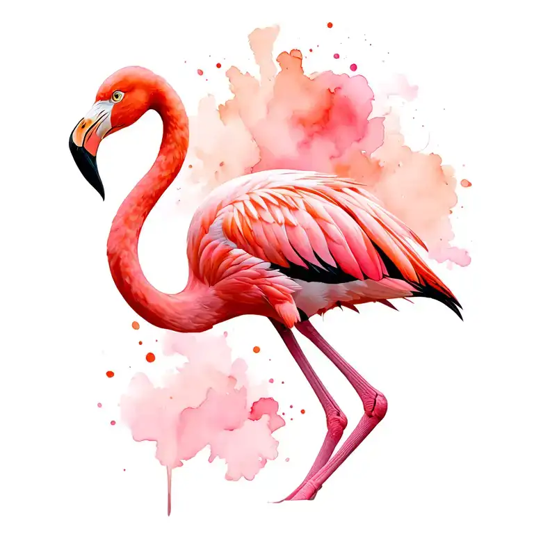Pink Flamingo Standing With One Leg Up Side Profile