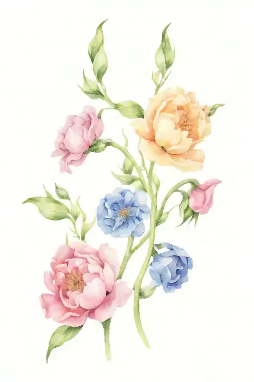 Birth Flowers Blooming Flowers Without Stems Entwined With Eachother