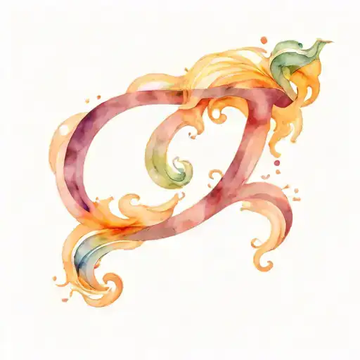 Capital B Letter With Some Watercolor Waves Around It