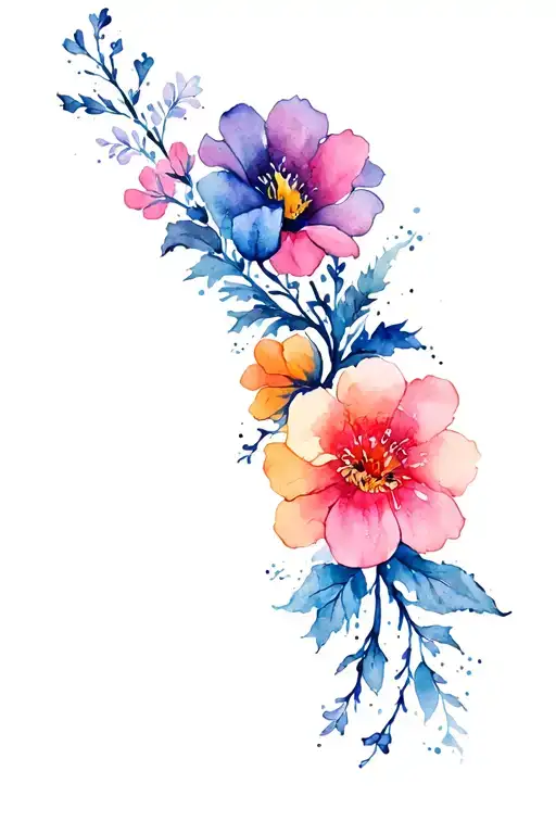 Floral Spine Tattoo Design