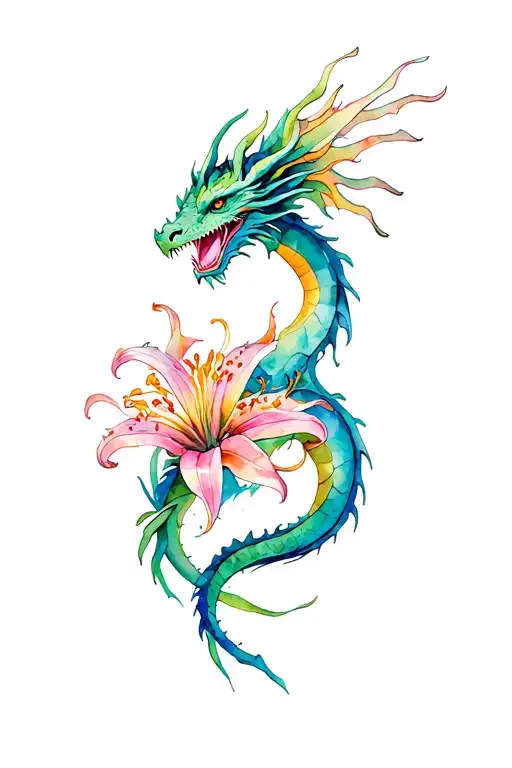 Spider Lily And Dragon Intertwined