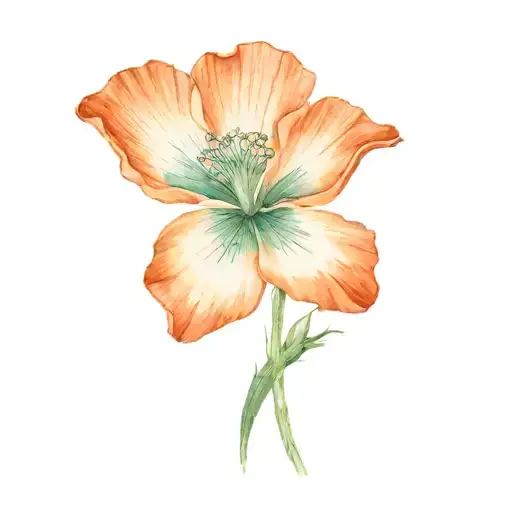 California Poppy Flower Tattoo Design Combining Musical Notes