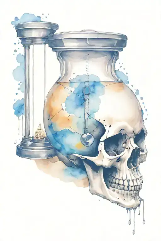 Skull Shaped Like An Hour Glass With Sand Clock