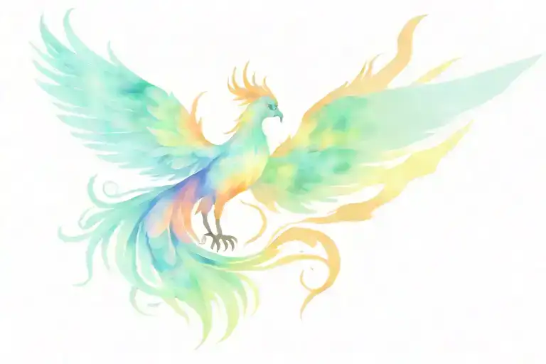 Pastel Phoenix Rising From The Ashes Symbolizing Overcoming