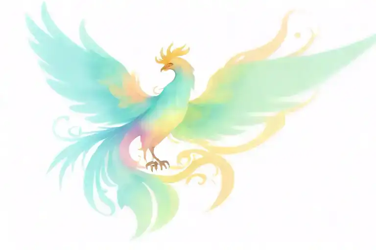 Pastel Phoenix Rising From The Ashes Symbolizing Overcoming