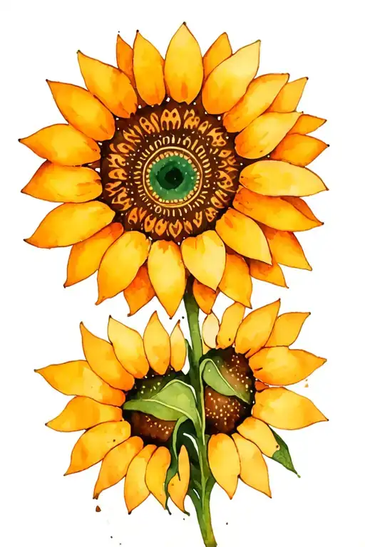Sunflower With Mehndi Patterns