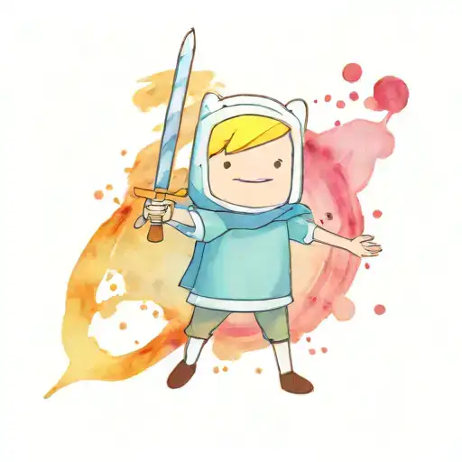 Finn The Human From Adventure Time Holding Up Narsil Sword In Hand