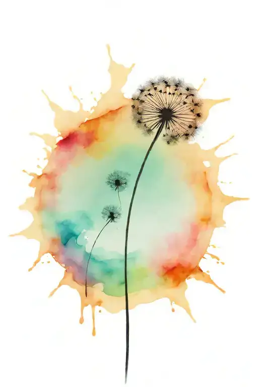 Black Abstract Dandelion Flower