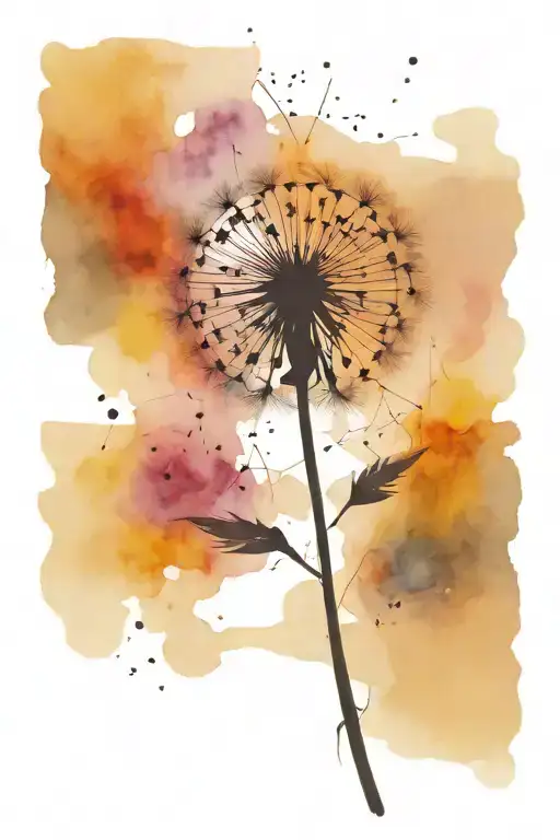 Black Abstract Dandelion Flower