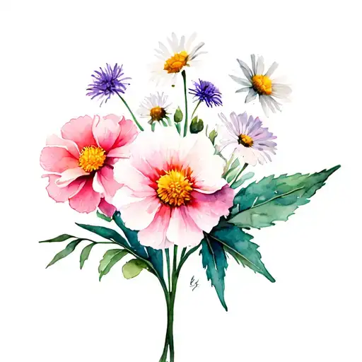 Carnation And Aster And Daisy Flowers