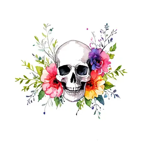 Flowers And Skull
